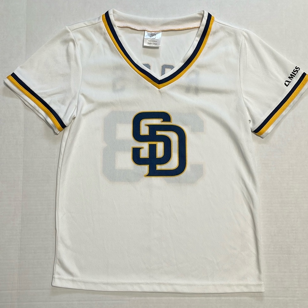 Youth San Diego Padres V-Neck Short Sleeve T-shirt with #38 Ross, Size Large